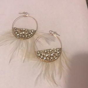 Boho rhinestone feather-earrings SOLD